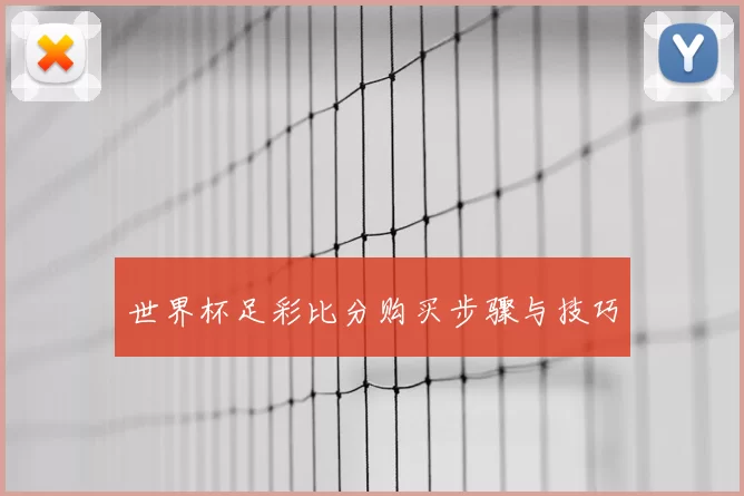世界杯足彩比分购买步骤与技巧